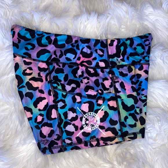 BARBELLS & PIZZA Colorful Leopard Athletic Shorts with Pockets L - Picture 10 of 14